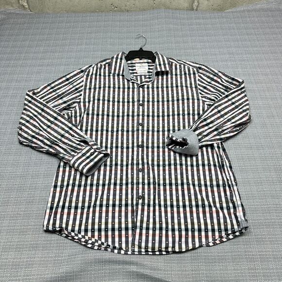 Tommy Bahama Shirt Mens Large Island Crafted Button Up Striped Flip Cuff - Picture 1 of 13